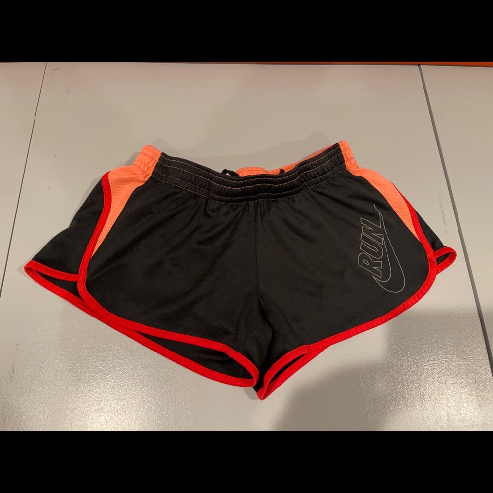 Nike dry fit running shorts Womens M black/orange/red